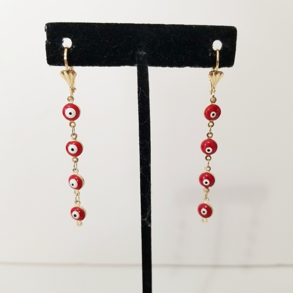 Red Evil Eye Necklace Set. 14K Gold Plated. New - Picture 3 of 5